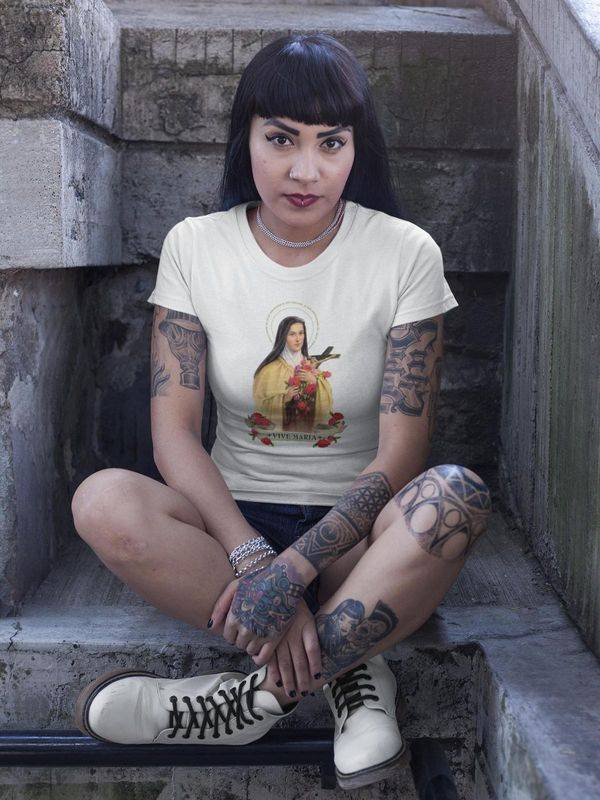 Nastrovje Potsdam Vive Maria Holy Therese Damen T-Shirt weiss Heißer Verkauf