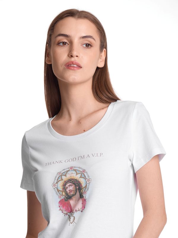 Nastrovje Potsdam Vive Maria Thank God Jesus Damen T-Shirt weiss Neueste Mode