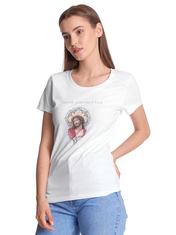Nastrovje Potsdam Vive Maria Thank God Jesus Damen T-Shirt weiss Neueste Mode