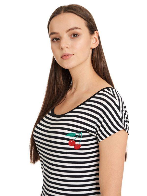 Nastrovje Potsdam Pussy Deluxe Stripes Loose Damen Loose-Shirt schwarz/weiß Kauf eins, bekomm eins gratis