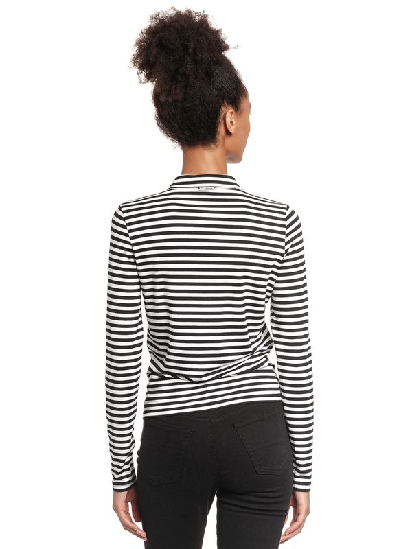 Nastrovje Potsdam Pussy Deluxe Stripes Damen Langarmbluse schwarz/weiß Tägliche Deals