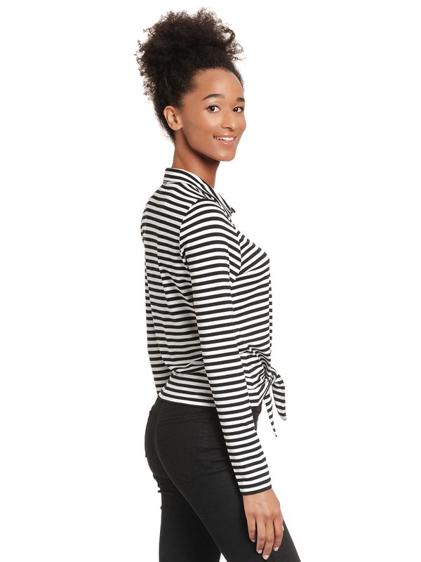 Nastrovje Potsdam Pussy Deluxe Stripes Damen Langarmbluse schwarz/weiß Tägliche Deals