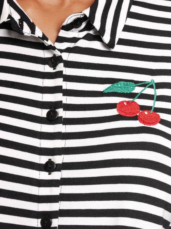Nastrovje Potsdam Pussy Deluxe Stripes Damen Langarmbluse schwarz/weiß Tägliche Deals