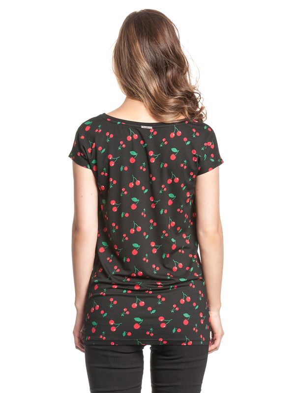 Nastrovje Potsdam Pussy Deluxe Cherries Damen Loose-Shirt schwarz allover Sonderangebote