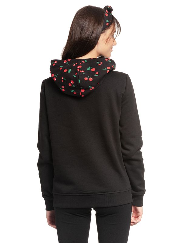 Nastrovje Potsdam Pussy Deluxe Cherries Damen Schalkragenpullover schwarz allover Riesige Ersparnisse