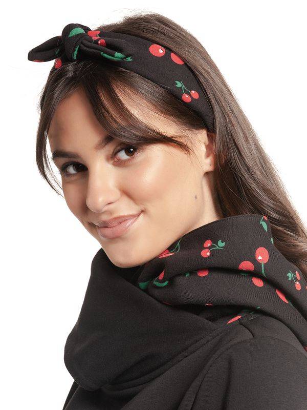 Nastrovje Potsdam Pussy Deluxe Cherries Damen Schalkragenpullover schwarz allover Riesige Ersparnisse