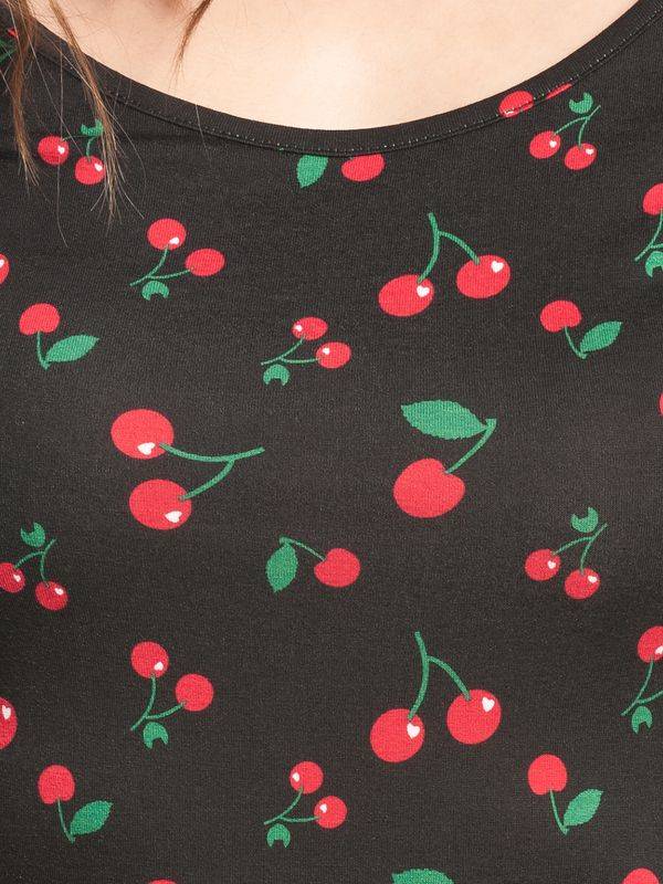 Nastrovje Potsdam Pussy Deluxe Cherries Slim Damen Sweatkleid schwarz allover VIP-Rabatte