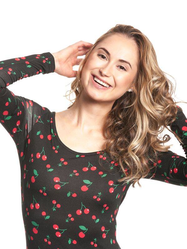 Nastrovje Potsdam Pussy Deluxe Cherries Slim Damen Sweatkleid schwarz allover VIP-Rabatte