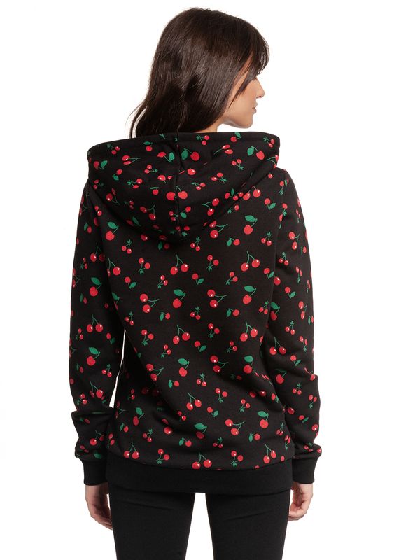 Nastrovje Potsdam Pussy Deluxe Cherries Damen Kapuzensweatjacke schwarz allover Tiefpreis