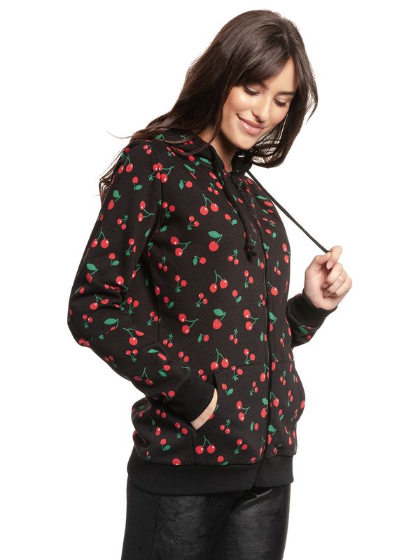 Nastrovje Potsdam Pussy Deluxe Cherries Damen Kapuzensweatjacke schwarz allover Tiefpreis