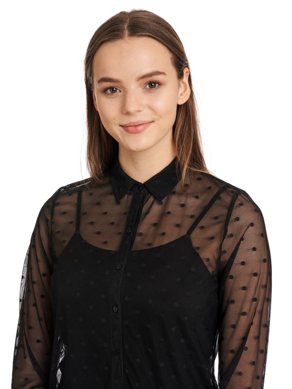Nastrovje Potsdam Pussy Deluxe Black Dots Damen Langarmbluse schwarz Kostenlose Rückgabe