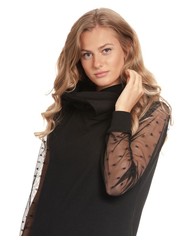 Nastrovje Potsdam Pussy Deluxe Black Dots Shawl Hooded Damen Sweatkleid schwarz Letzte 3 Tage