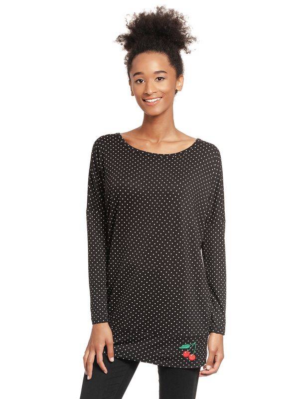 Nastrovje Potsdam Pussy Deluxe Little Dots Damen Langarmshirt schwarz allover Neueste Stile