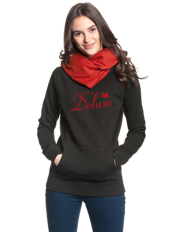 Nastrovje Potsdam Pussy Deluxe Logo Damen Schalkragenpullover schwarz/rot Zeitbegrenzte Promotion