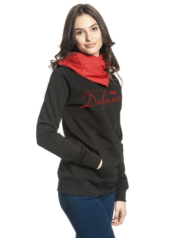 Nastrovje Potsdam Pussy Deluxe Logo Damen Schalkragenpullover schwarz/rot Zeitbegrenzte Promotion