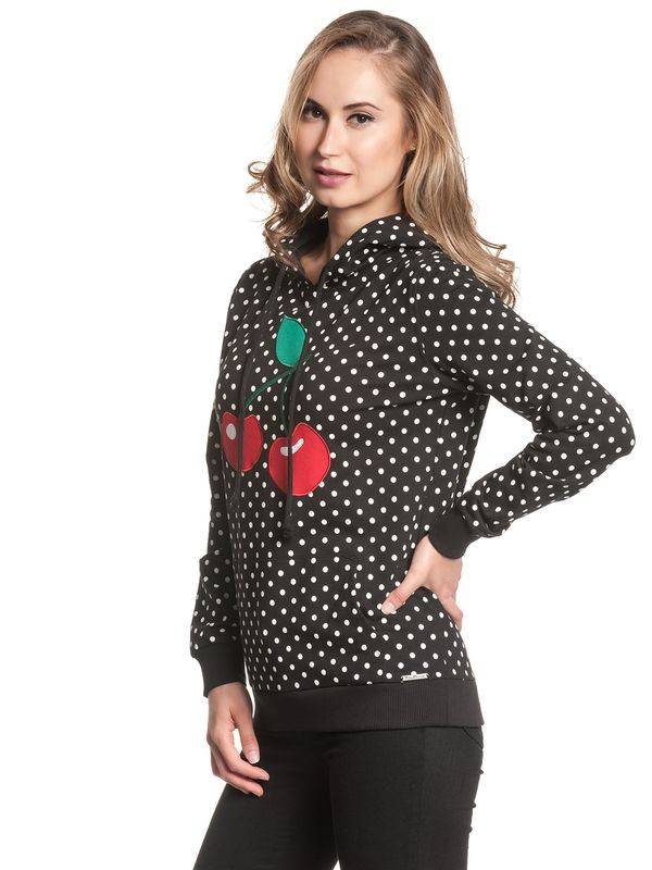Nastrovje Potsdam Pussy Deluxe Big Cherry Damen Kapuzensweatshirt schwarz allover Bis zu 65% Rabatt