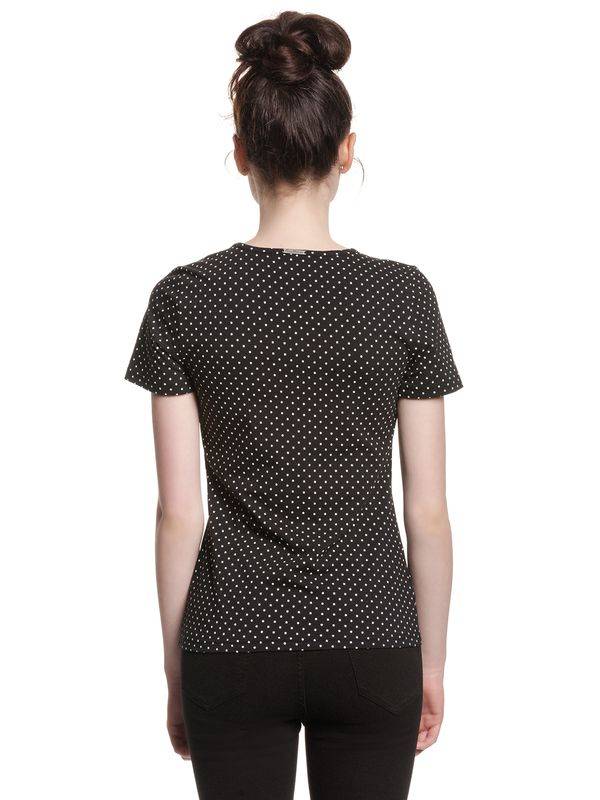Nastrovje Potsdam Pussy Deluxe Mini Dots Basic Damen T-Shirt schwarz allover Letzte 2 Tage