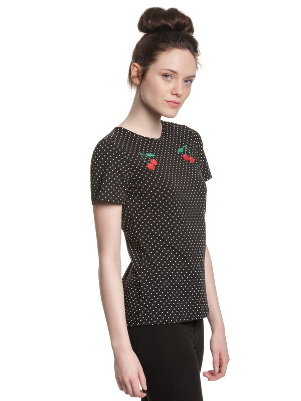 Nastrovje Potsdam Pussy Deluxe Mini Dots Basic Damen T-Shirt schwarz allover Letzte 2 Tage