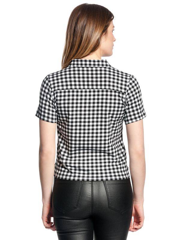 Nastrovje Potsdam Pussy Deluxe Plaid Short Damen Kurzarmbluse schwarz/weiß Bis zu 50% Rabatt