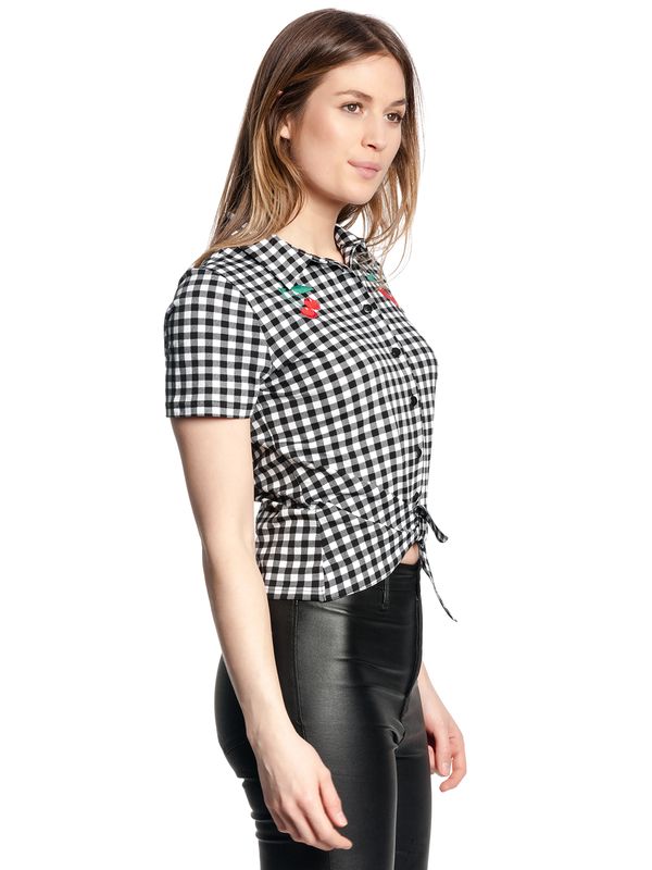 Nastrovje Potsdam Pussy Deluxe Plaid Short Damen Kurzarmbluse schwarz/weiß Bis zu 50% Rabatt