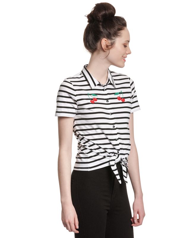 Nastrovje Potsdam Pussy Deluxe Revival Stripes Short Damen Kurzarmbluse schwarz/weiß Bis zu 60% Rabatt