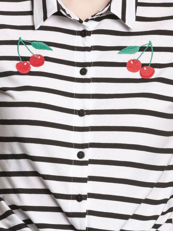 Nastrovje Potsdam Pussy Deluxe Revival Stripes Short Damen Kurzarmbluse schwarz/weiß Bis zu 60% Rabatt