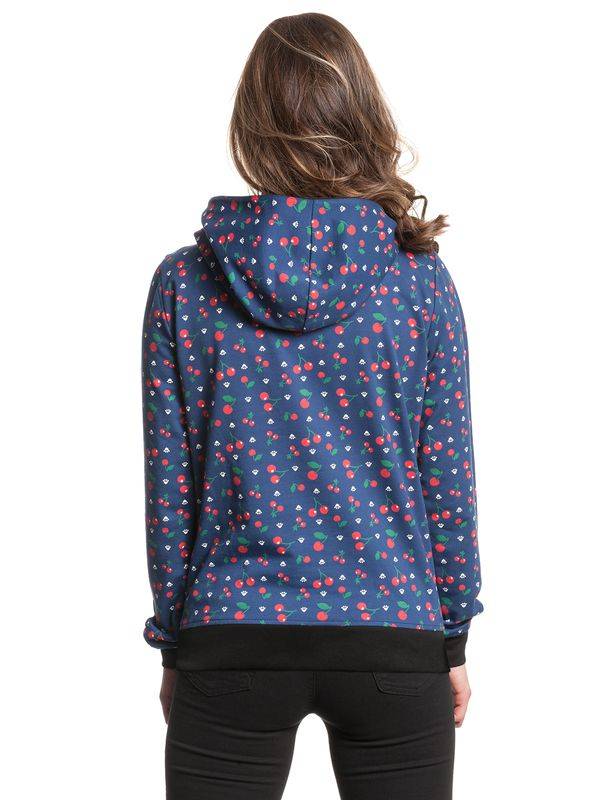 Nastrovje Potsdam Pussy Deluxe Cat Paws & Cherries Damen Schalkragenpullover blau allover Vierteljährliche Förderung