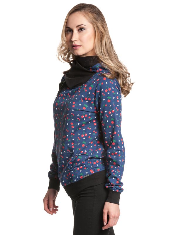 Nastrovje Potsdam Pussy Deluxe Cat Paws & Cherries Damen Schalkragenpullover blau allover Vierteljährliche Förderung