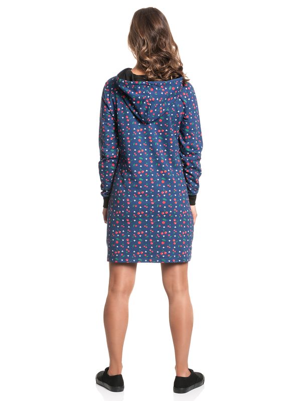 Nastrovje Potsdam Pussy Deluxe Cat Paws & Cherries Damen Sweatkleid blau allover Discount Store für neue Produkte