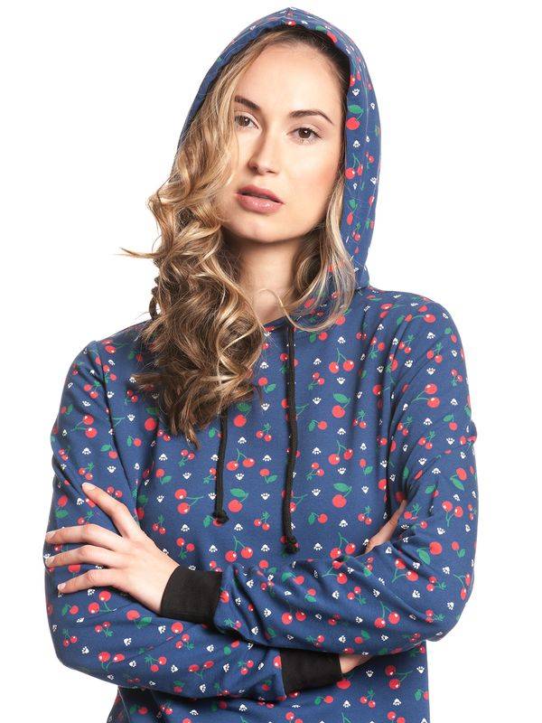 Nastrovje Potsdam Pussy Deluxe Cat Paws & Cherries Damen Sweatkleid blau allover Discount Store für neue Produkte