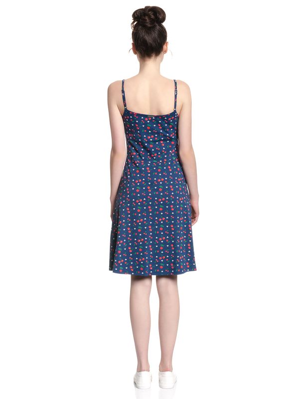 Nastrovje Potsdam Pussy Deluxe Cat Paws & Cherries Damen Spaghettikleid blau allover Nur noch ein Tag übrig