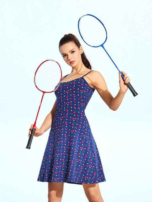 Nastrovje Potsdam Pussy Deluxe Cat Paws & Cherries Damen Spaghettikleid blau allover Nur noch ein Tag übrig
