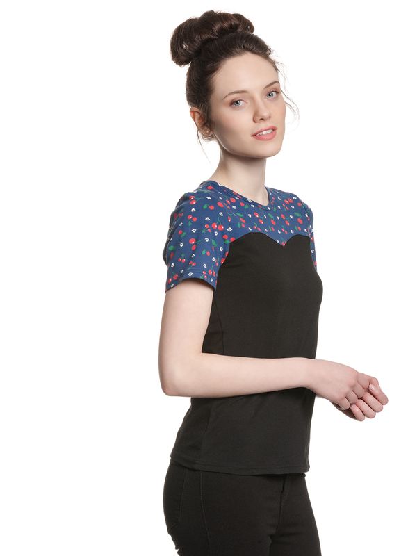 Nastrovje Potsdam Pussy Deluxe Cat Paws & Cherries Damen T-Shirt schwarz/allover Super Rabatt