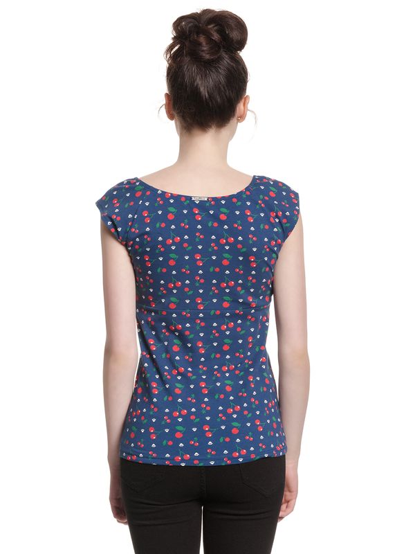 Nastrovje Potsdam Pussy Deluxe Cat Paws & Cherries Damen T-Shirt blau allover Riesige Rabatte