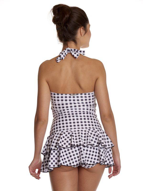 Nastrovje Potsdam Pussy Deluxe Collar Plaid Damen Badeanzug schwarz/weiß Fabrikladen