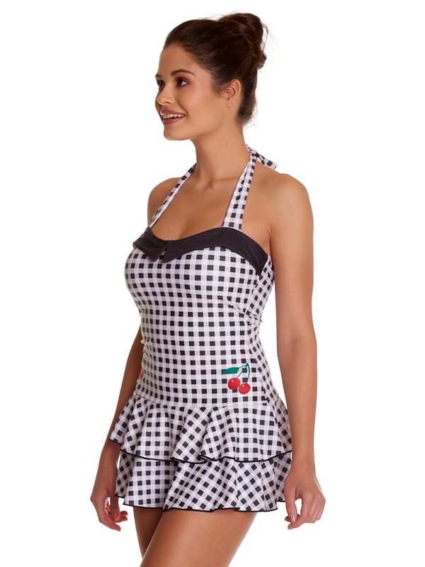 Nastrovje Potsdam Pussy Deluxe Collar Plaid Damen Badeanzug schwarz/weiß Fabrikladen