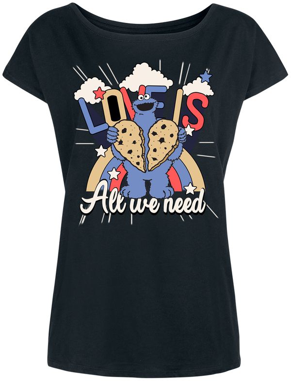 Nastrovje Potsdam Sesamstrasse Love Is All We Need Cookie Damen Loose-Shirt schwarz 2025