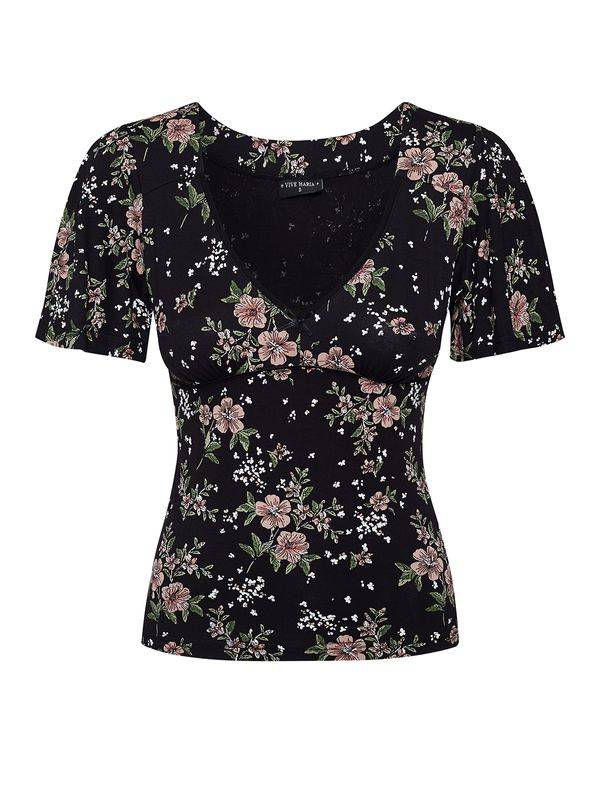 Nastrovje Potsdam Vive Maria Hibiscus Love Damen T-Shirt schwarz allover Fabrikverkauf
