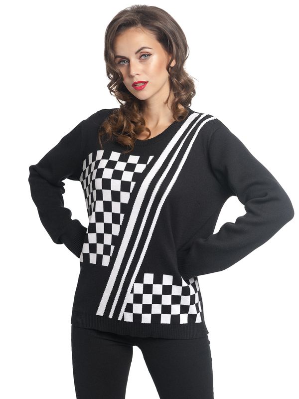 Nastrovje Potsdam Pussy Deluxe Checkered Knit Damen Strickpullover schwarz/weiß Saisonale Angebote