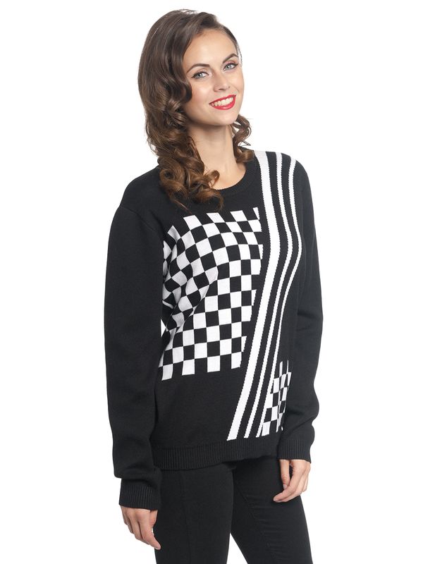 Nastrovje Potsdam Pussy Deluxe Checkered Knit Damen Strickpullover schwarz/weiß Saisonale Angebote