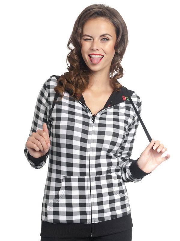 Nastrovje Potsdam Pussy Deluxe Vichy & Cherries Wendejacke schwarz allover Räumungsverkauf
