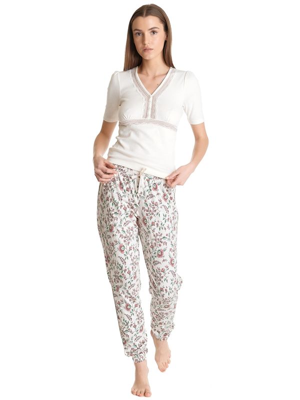 Nastrovje Potsdam Vive Maria Hidden Garden Damen Pyjama creme/allover Vierteljährliche Förderung