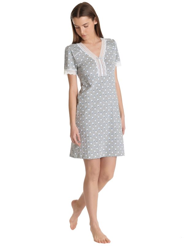 Nastrovje Potsdam Vive Maria Blue Rose Damen Nachthemd grau meliert allover Discount Store für neue Produkte
