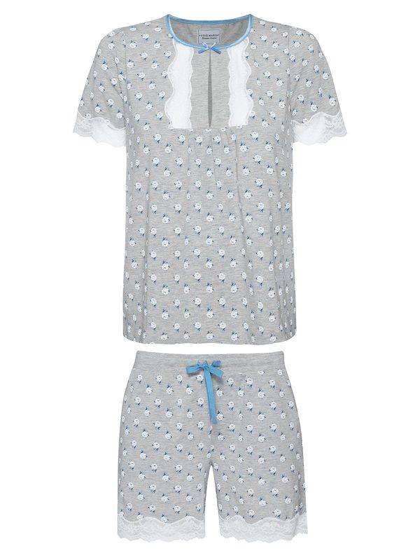 Nastrovje Potsdam Vive Maria Blue Love Damen Pyjama grau meliert allover Nur noch ein Tag übrig