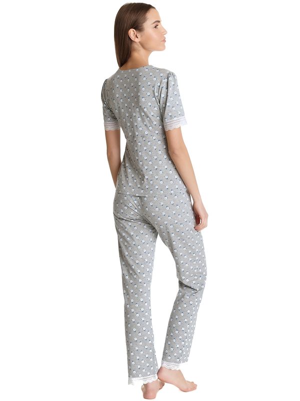Nastrovje Potsdam Vive Maria Blue Rose Damen Pyjama grau meliert allover Super Rabatt