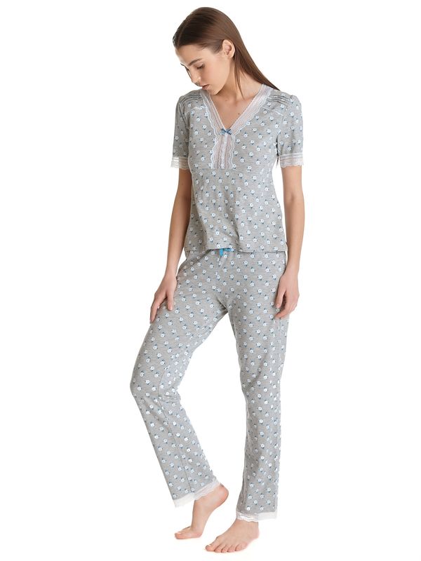 Nastrovje Potsdam Vive Maria Blue Rose Damen Pyjama grau meliert allover Super Rabatt