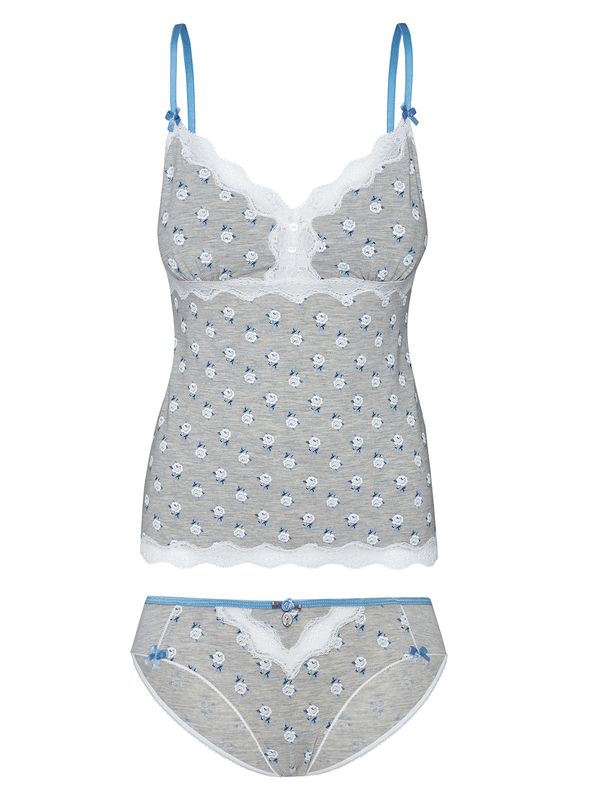 Nastrovje Potsdam Vive Maria Blue Love Damen Wäscheset: Top mit Slip grau meliert allover Riesige Rabatte