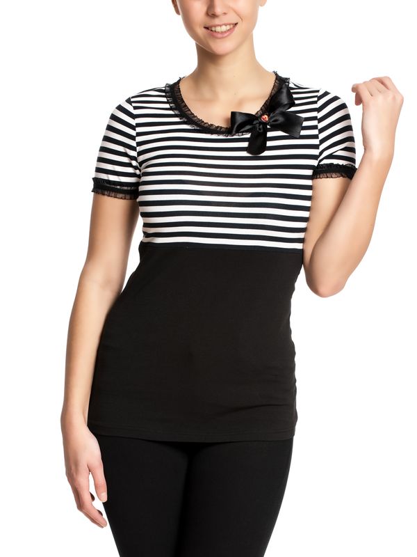Nastrovje Potsdam Pussy Deluxe Stripey black/white on black Damen T-Shirt schwarz/weiß Black Friday Preise