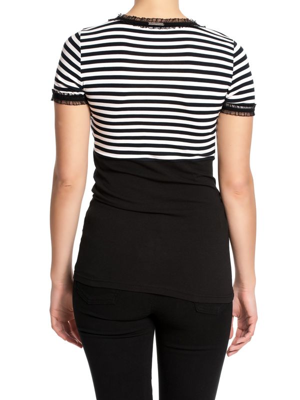 Nastrovje Potsdam Pussy Deluxe Stripey black/white on black Damen T-Shirt schwarz/weiß Black Friday Preise