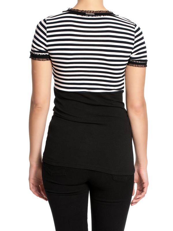 Nastrovje Potsdam Pussy Deluxe Stripey black/white on black Damen T-Shirt schwarz/weiß Black Friday Preise